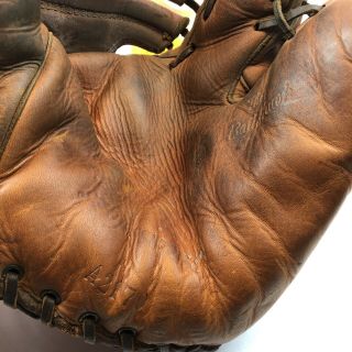 Vintage 1940 ' s Wilson Ball Hawk 3 Finger Leather Baseball Glove 3