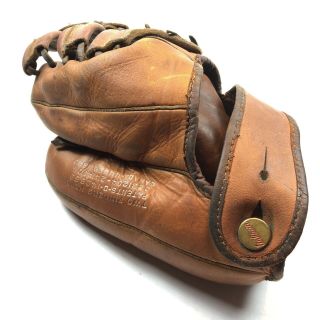 Vintage 1940 ' s Wilson Ball Hawk 3 Finger Leather Baseball Glove 4