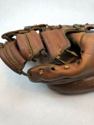 Vintage 1940 ' s Wilson Ball Hawk 3 Finger Leather Baseball Glove 5