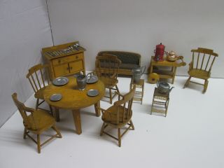 Vintage Rare Antique Miniature Dollhouse Furniture Fao Schwarz