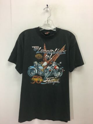 Vintage 3d Emblem 1990 Harley Davidson Sturgis Black Hills Rally T - Shirt Size Xl