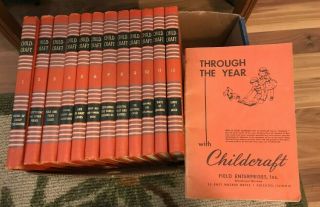 Vols 1 - 12 1949 Vintage Childcraft Encyclopedia Collectible Orange Covers & Guide