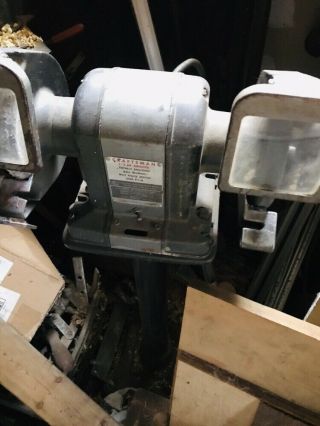 Vintage Craftsman Bench Grinder W/ Work Light 1/3 hp Good 3
