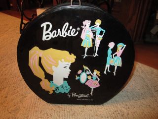 1962 Black Round Vinyl Barbie Doll Case