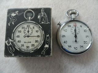 Swiss Made De Jur Vintage Mechanical Wind Up Stopwatch With The Box