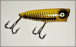 Rare Color Heddon 9540 Chugger Spook Yellow,  Black Ribs,  Clear Belly