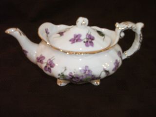 Vintage Hammersley " Victorian Violets " Small Ornate Tea Pot -