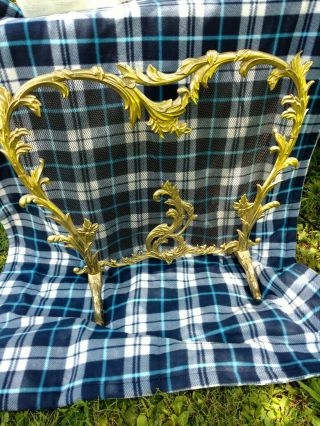 Vintage Ornate Solid Brass French Rococo Baroque Style Fireplace Screen