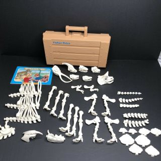 Vintage 1980s Fisher Price Design - A - Saur Bones - Dinosaur Set W/case - Complete