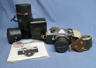 Vintage Pentax Me 35mm Slr Film Camera W/50mm Lens,  80 - 200mm Zoom &
