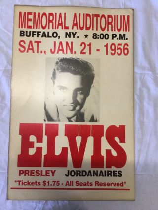 Vintage Elvis Presley Concert Poster 1956 Buffalo Ny Jordanaires On Cardboard