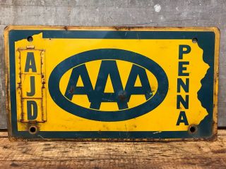 Rare Vintage Personalized Aaa Pennsylvania Pa Triple A Booster License Plate