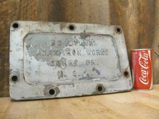 Antique Vintage Cast Iron Hit & Miss Engine Sign Plaque Ajax Iron Corry Pa