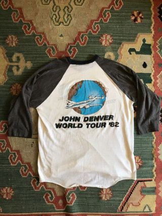 Vintage John Denver 1982 World Tour Raglan T Shirt Rare Vintage Band Concert T