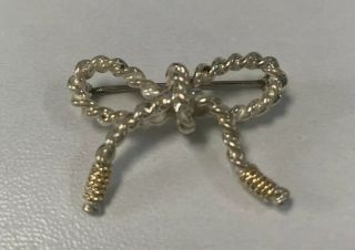 Vintage Tiffany & Co.  18k Sterling Silver 750 Twisted Cable Bow Brooch Pin