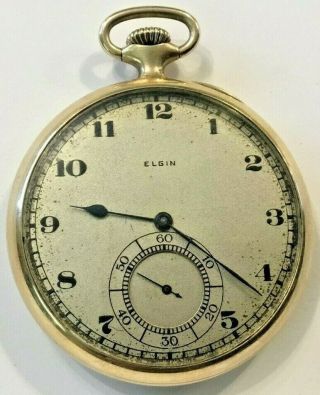 Antique Elgin Pocket Watch - 1921 - Runs - Wadsworth 10k Gold Filled Case