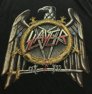 Vintage Slayer Touring In The Abyss 1991 Tour Band Rock T - Shirt Black 4