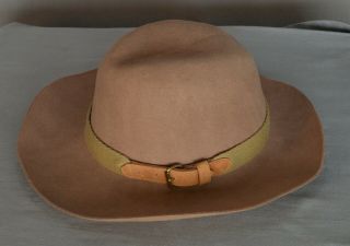 Ralph Lauren Vtg Brown Beige Hat Western Cowboy 100 Wool Leather Belt Large