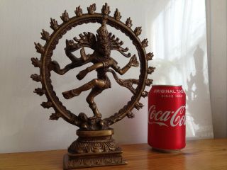 Antique Large Size Vintage Brass / Bronze Indian Hindu Nataraja Shiva Figure