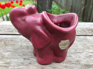 Rare Vtg Niloak Art Pottery Elephant Planter Red W Orig Sticker Label