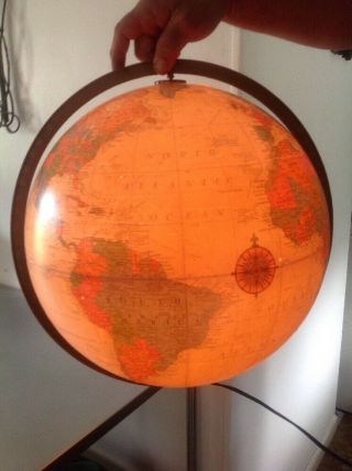 Vintage Replogle 16 " Lighted Illuminated Heirloom Globe No Base Globe Only
