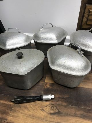 Vintage Silverseal Century Metal Craft Corporation Pots X Set Of 5 With 1 Handle