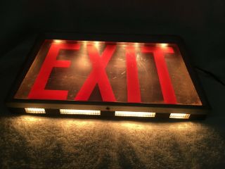 Vintage 1950 ' s Day - Brite Lighted Electric Steel Lucite Acrylic Exit Sign 2