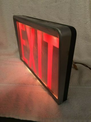Vintage 1950 ' s Day - Brite Lighted Electric Steel Lucite Acrylic Exit Sign 3