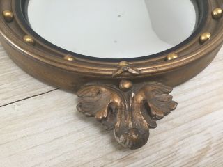 Vintage Round Convex Mirror With Ornate Gold Frame And Eagle Crest 5