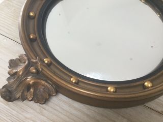 Vintage Round Convex Mirror With Ornate Gold Frame And Eagle Crest 6