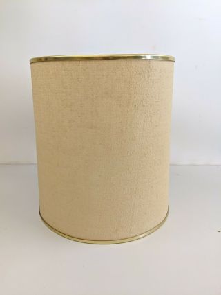 Vintage Retro Mid Century Modern Mcm Barrel Drum Table Lamp Shade Gold Trim