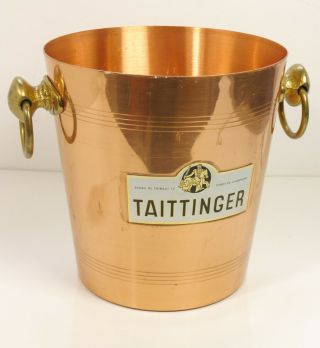 Vintage Taittinger Copper & Brass Handles Ice Bucket Made In France Guc