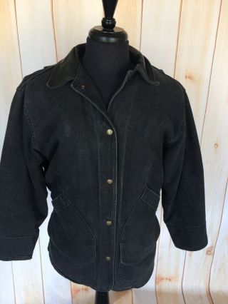 Vtg Woolrich Black Denim Blanket Lining Jacket Chore Work Coat Men’s Medium