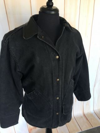 Vtg Woolrich Black Denim Blanket Lining Jacket Chore Work Coat Men’s Medium 4