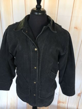 Vtg Woolrich Black Denim Blanket Lining Jacket Chore Work Coat Men’s Medium 6