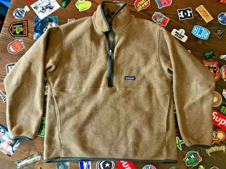 Vintage Patagonia Synchilla Fleece 1/2 Zip Jacket Tan Granite Sz L
