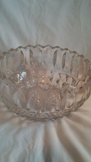 Vintage Cut Glass Punch Bowl 10 Inch with 8 Cups Solid Glass Bowl 4