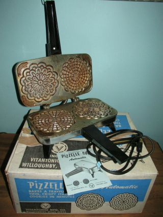 Vintage Vitantonio Pizelle Chef 300 Automatic Pizzelle Cookie Maker,  Box