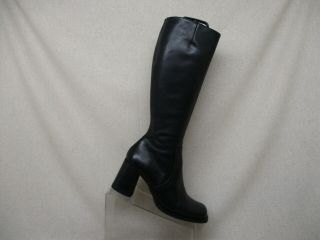 Vtg Guess Black Leather Side Zip Knee High Fashion Riding Boots Size 8.  5