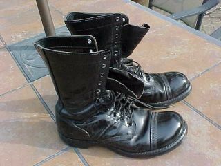 Vintage Pair Black Leather Corcoran Paratrooper Jump Boots - 9 1/2d