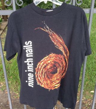 Nine Inch Nails Nin True Vtg 1995 T Shirt Sz L Black Further Down Spiral Usa