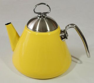 Vintage Chantal 1 1/2 Quart Yellow Enamel Teapot Kettle Euc