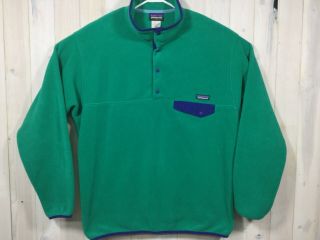 Vtg Patagonia Synchilla Snap T Fleece Pullover Jacket Green Blue Men’s Xl J38