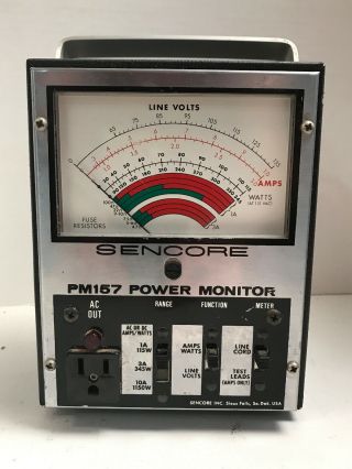 Vtg Sencore Pm157 Power Monitor Electronic Testing Equipment Amps Watts