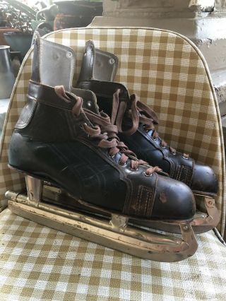 Vintage 50’s Daoust Pro Style Ice Hockey Skates W/ Box Size 10d