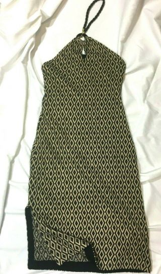 Ralph Lauren Knit Sweater Halter Dress Choker Vintage Cashmere Linen Small