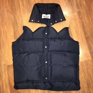 Vtg Navy Woolrich Western Vest Jacket Mens Large Down Fill Coat Pearl Snap Vest