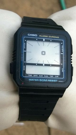 Casio Ae - 9w Vintage Lcd Digital Dual Time Display Ana Watch - Not Currently Runn