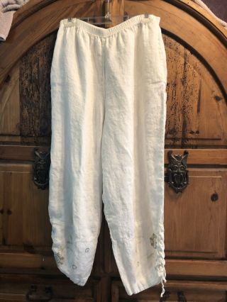 Blue Fish Clothing Vintage White Pant Lagenlook Size 1