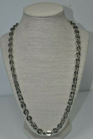 Vintage Givenchy Silver Tone Link Chain Necklace - Heavy 24 " Long